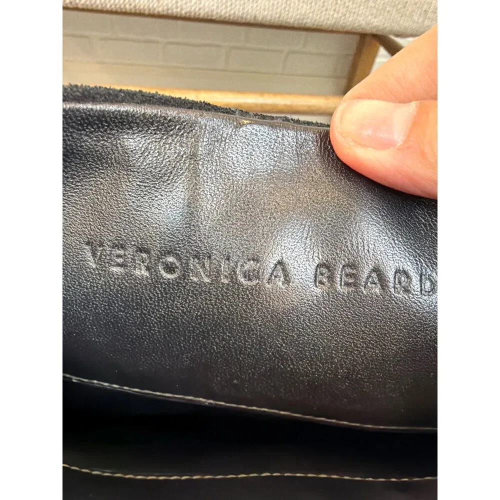 Veronica Beard Black Suede Studded Wooden Platform Clog Boots 8.5
